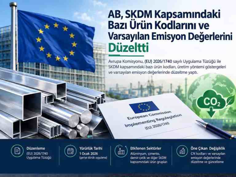 AB, SKDM Kapsamındaki Bazı Ürün Kodlarını ve Varsayılan Emisyon Değerlerini Düzeltti