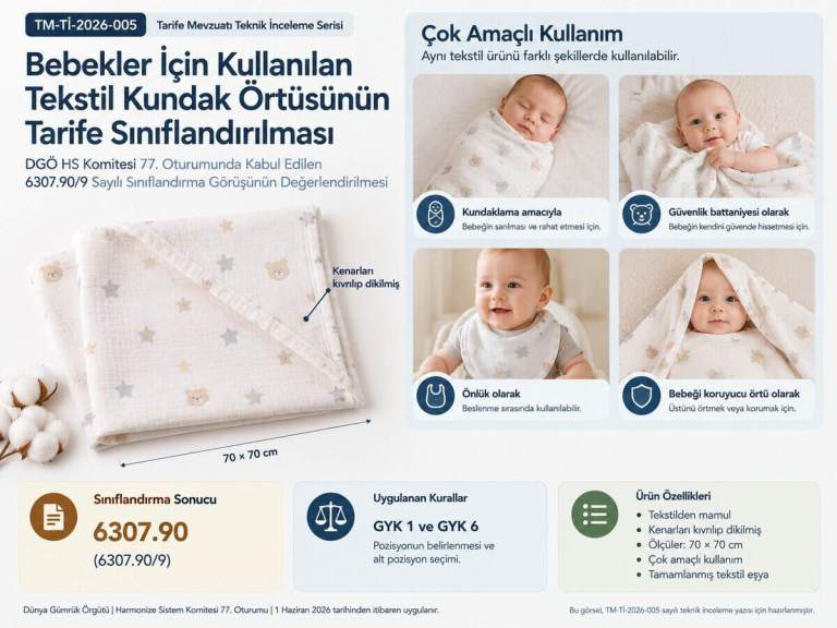 Bebekler İçin Kullanılan Tekstil Kundak Örtüsünün Tarife Sınıflandırılması