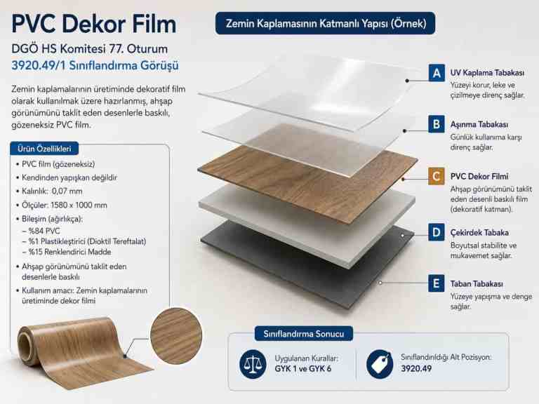 Zemin Kaplamalarının Üretiminde Kullanılan PVC Dekor Filminin Tarife Sınıflandırılması